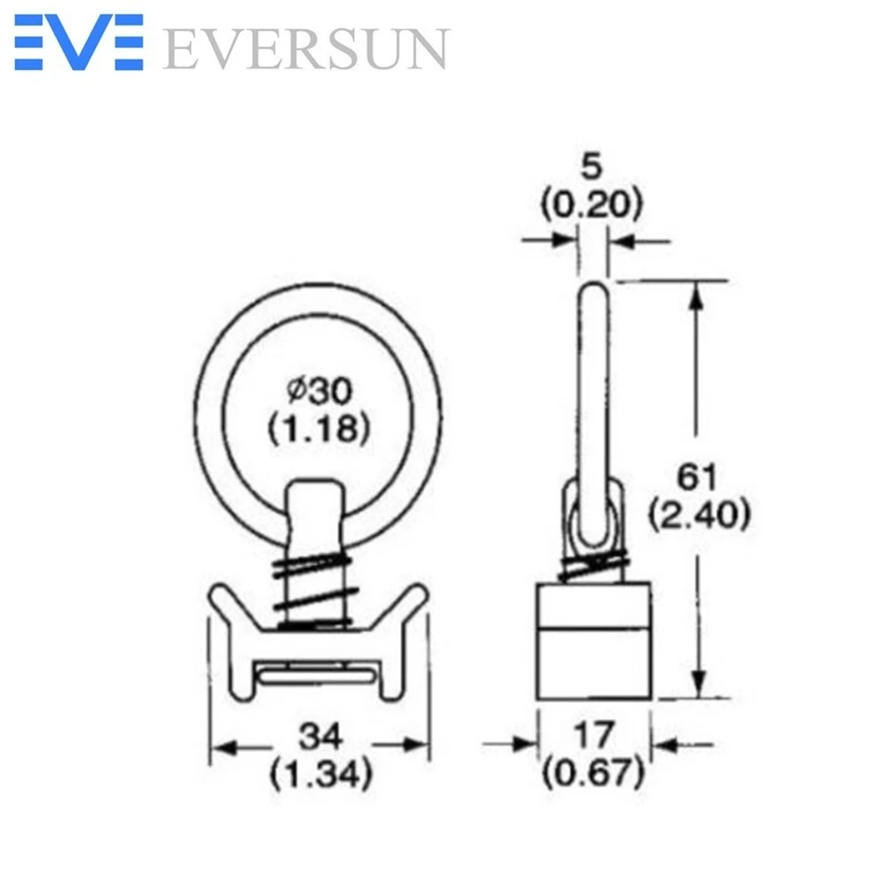 ES10802 Tie-Down Ring | Single Stud Fitting for L Track System Spring-Loaded Mount