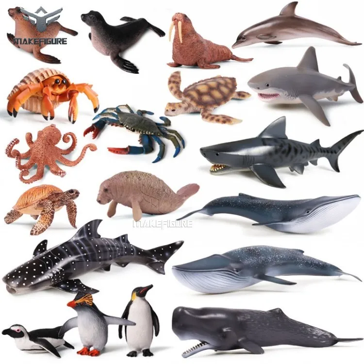 Custom Made Ocean Animals Figures Models Lifelike Sea Animals Model Figurines Solid Shark Sea Animal Toy For Kids Learning