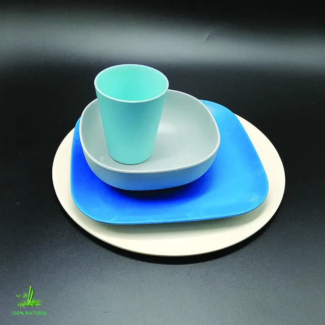 
China wholesale custom degradable dinnerware set tableware set in bamboo fiber 