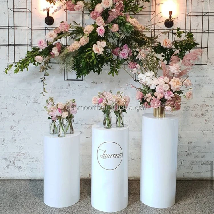 White Metal Round Display Plinth Wedding Pedestal Columns