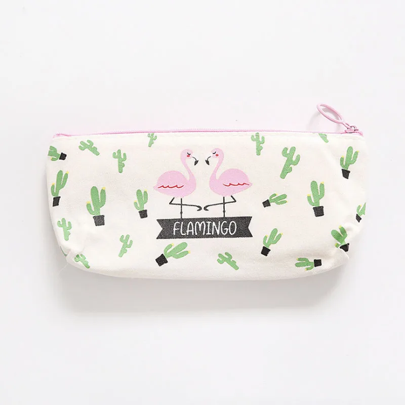Wholesale Custom Korean Version Cute Canvas Creative Fresh Pencil Bag Contracted Student Pencil Bag Cartoon Animal Pen Bag