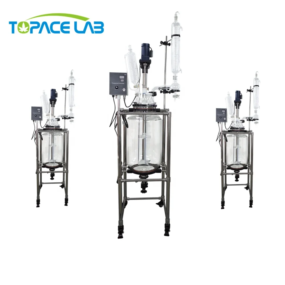 Topacelab 1 to 20 Liter 50l 100l Jacketed Glass Reactor with Cooling Jacket
