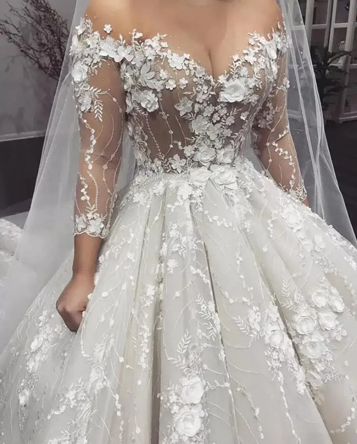 Gorgeous Sexy Transparent Corset Bridal Off Shoulder Ball Gown Wedding Dress