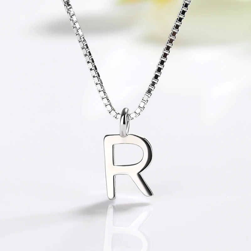 ZHILIAN Women 925 Sterling Silver Chain R Letter initial Necklace Alphabet Pendant For Women