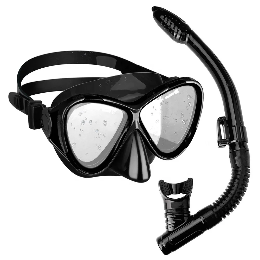 Adult Black Silicone Breathing Smoothly Snorkeling Diving Mask Snorkel Set