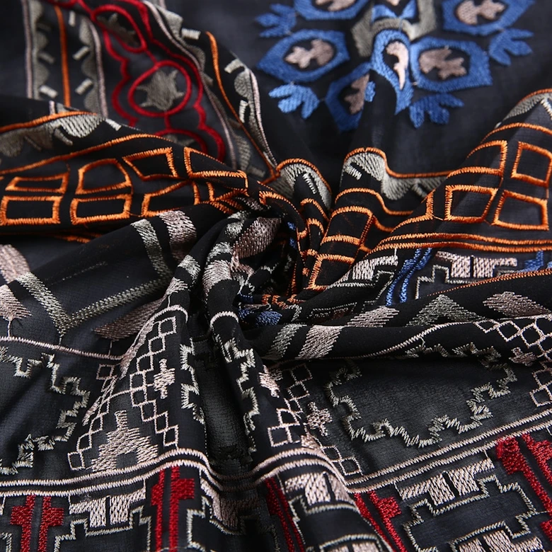 New style all over muti color embroidery fancy japanese chiffon fabric floral