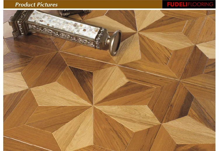 FUDELI Oak Parquet Engineered Wooden Flooring Luxury Chinese Graphic Design Modern Indoor Office Building More Than 5 Years