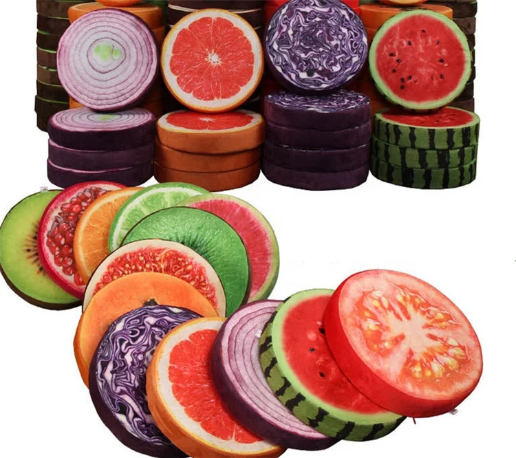 3D Digital Print Fruit Floor Pillow Seating Cushion Round Throw Pillow For Home Decoration