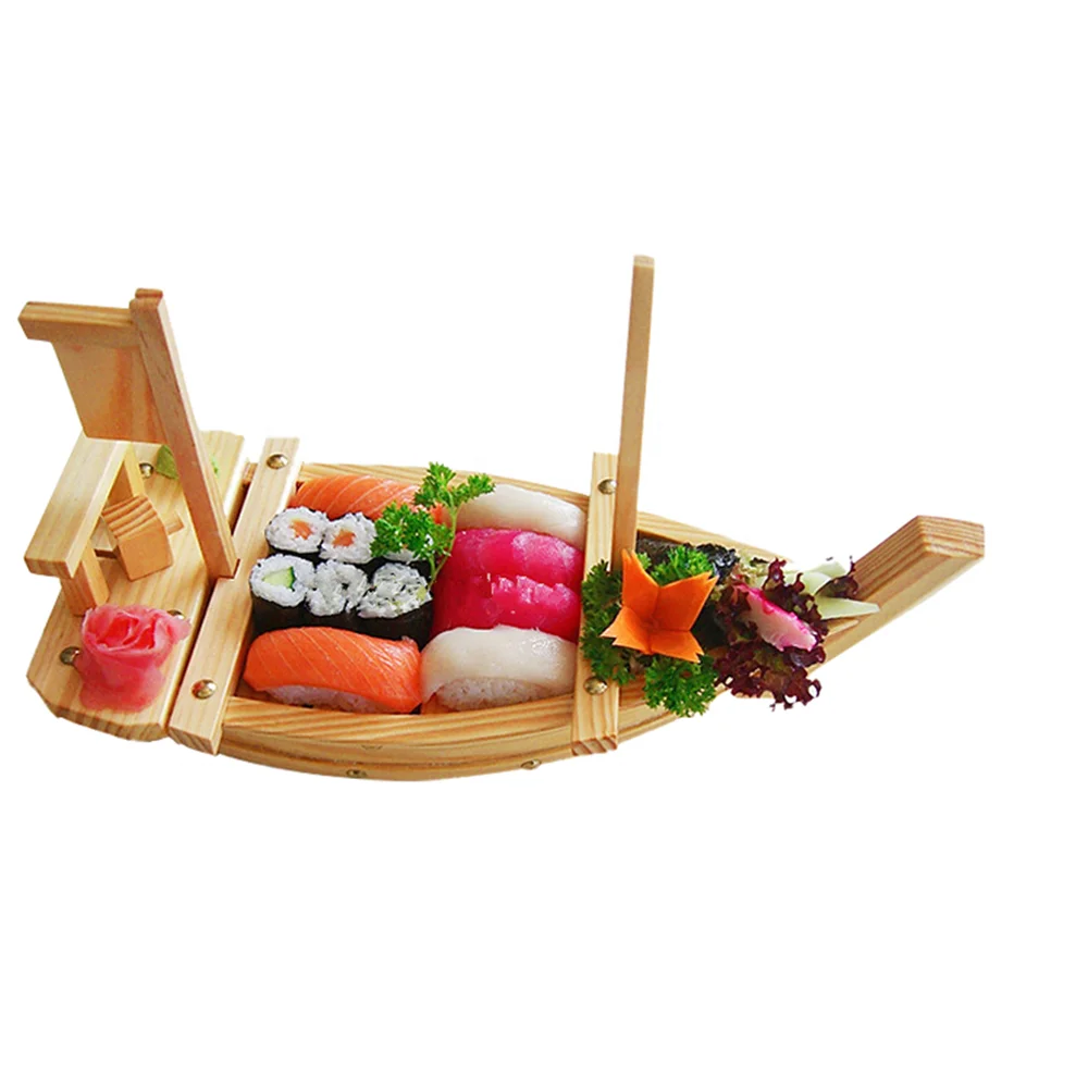 2019 Hot Sale Japanese Restaurant Reusable Sushi Boat Plate Bamboo/Wood Boat for Sushi
