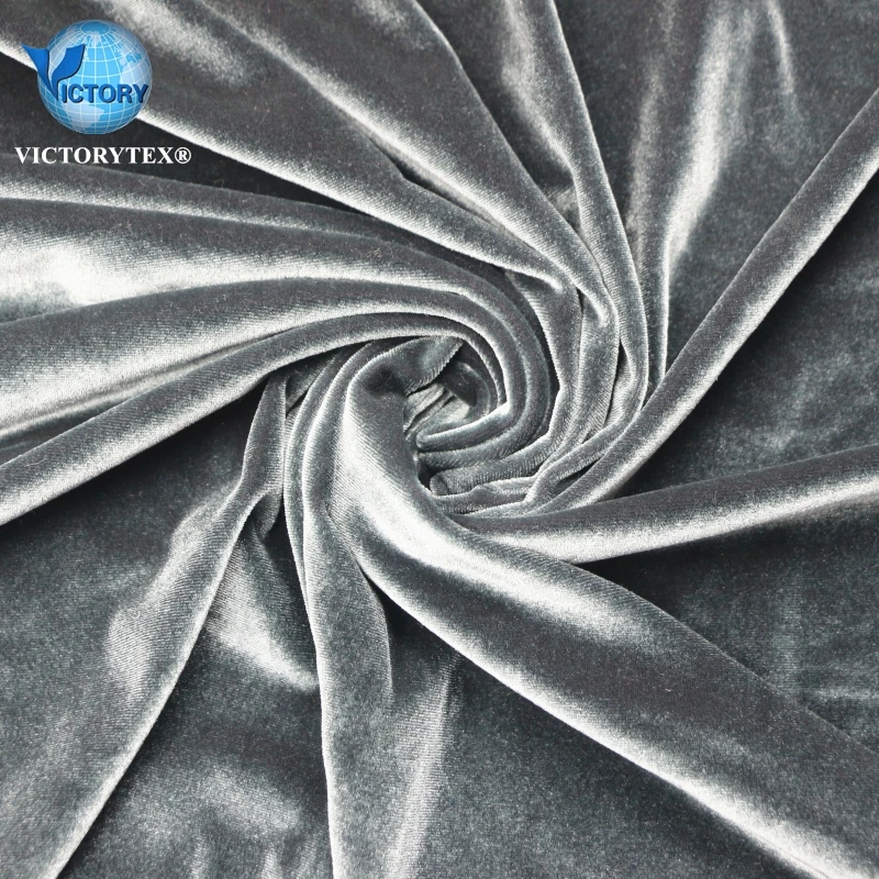 Hot sale 70 Polyester 22 Nylon 8 Spandex Double Colors Knit Weave Warp Velour Stretch Korea Velvet Fabric for Dresses Plants