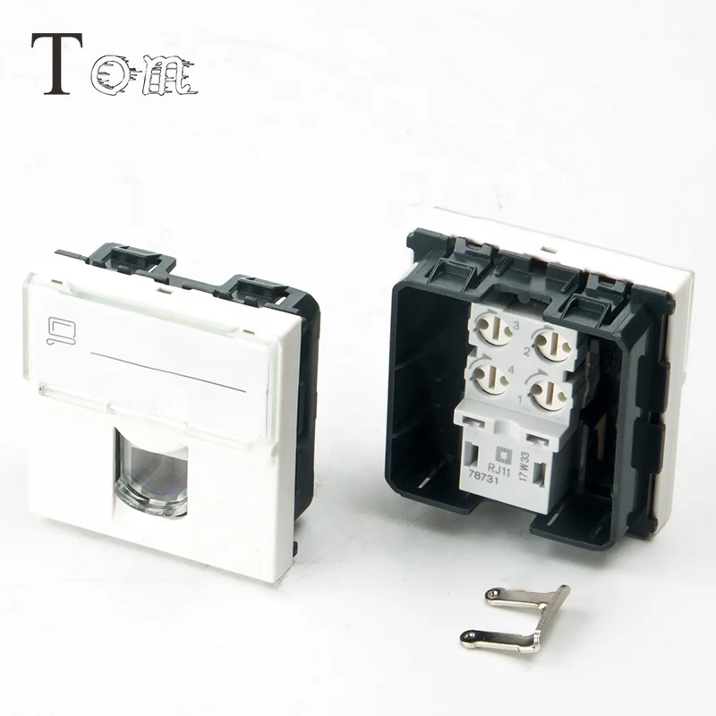 45*45mm French cat3 stp shielded faceplate RJ11 sockets keystone jack legrand plate