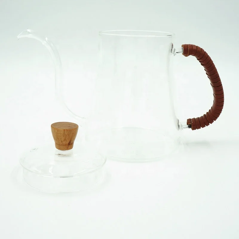 600ML  Manual Borosilicate glass pour over  coffee kettle with lid