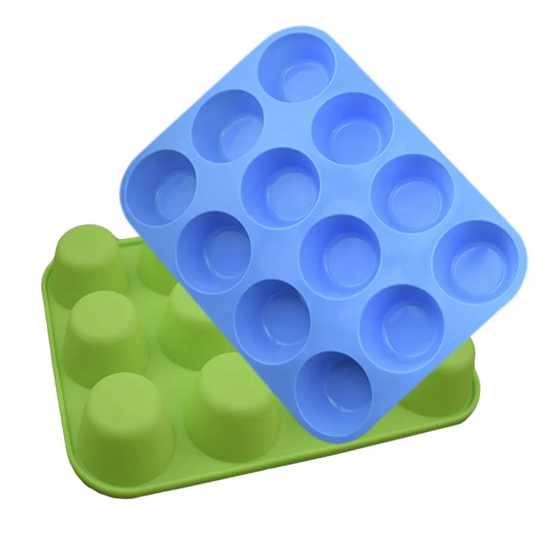 
12 Cups Round Muffin Cake Pan Molds Cupcake Pan Baking Silicone Mold 