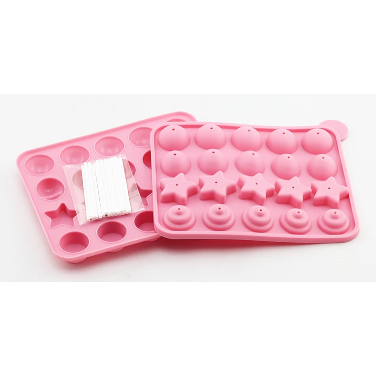 20 holes ECO-friendly Hard Candy cake pop mold tray DIY silicone Lollipop Mold with stick