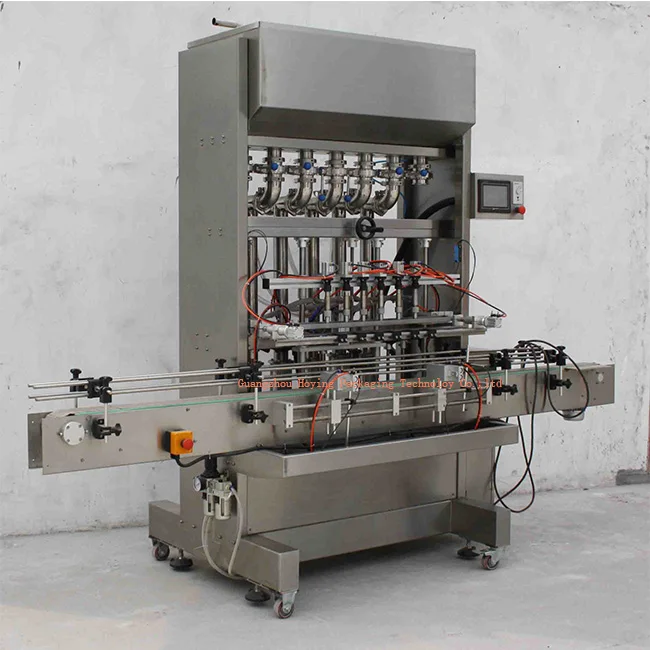 Automatic servo motor 4 head piston filler with large hopper