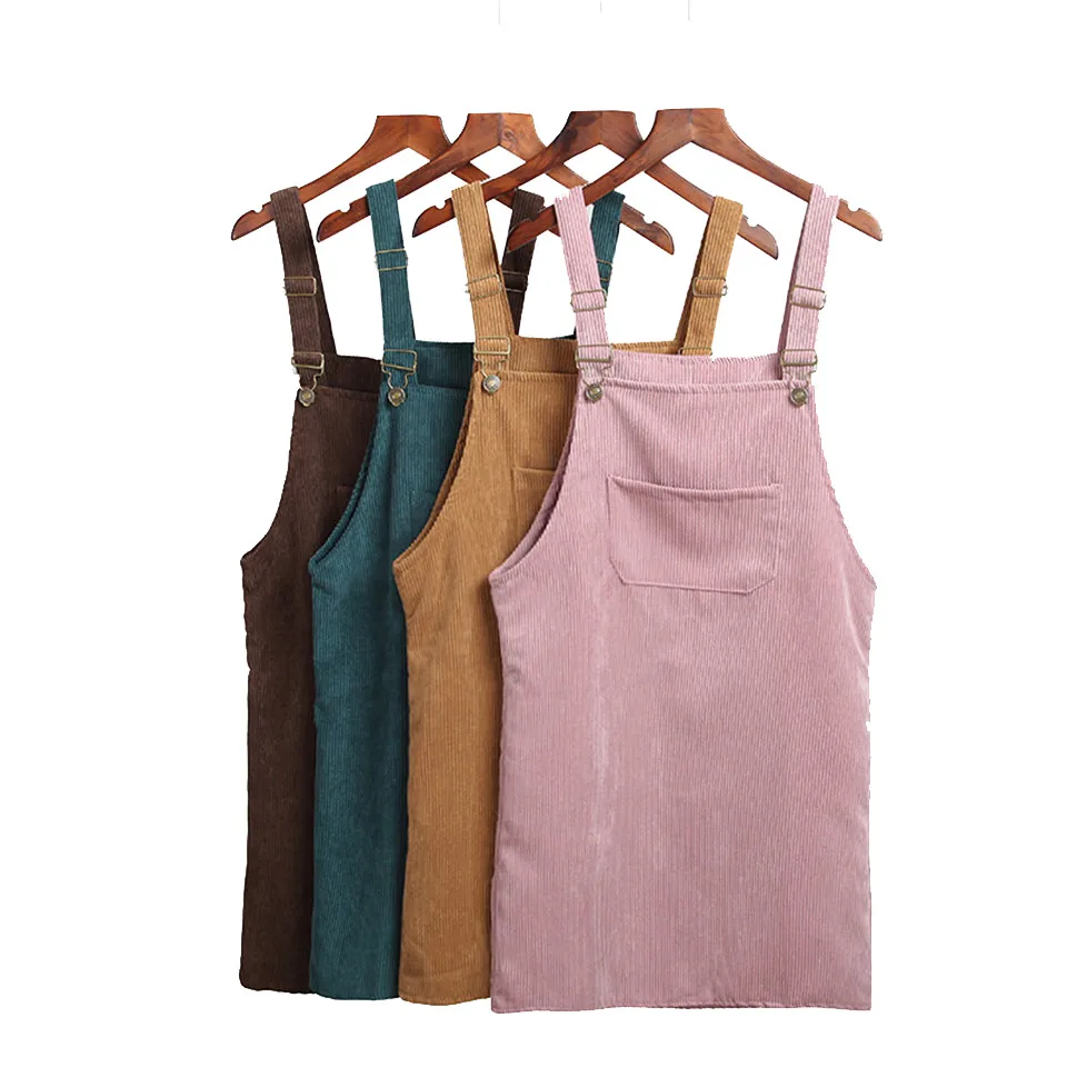 Hot Sale Sleeveless Women Retro Corduroy Mini Dress