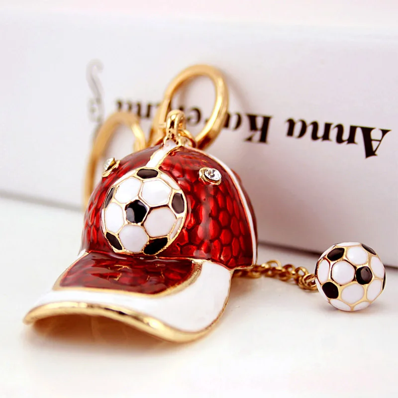 Amazon hot sale 3D Full Crystal Hat Baseball Cap Keychain  ring for Men Rhinestone Car Keyring Charm Bag