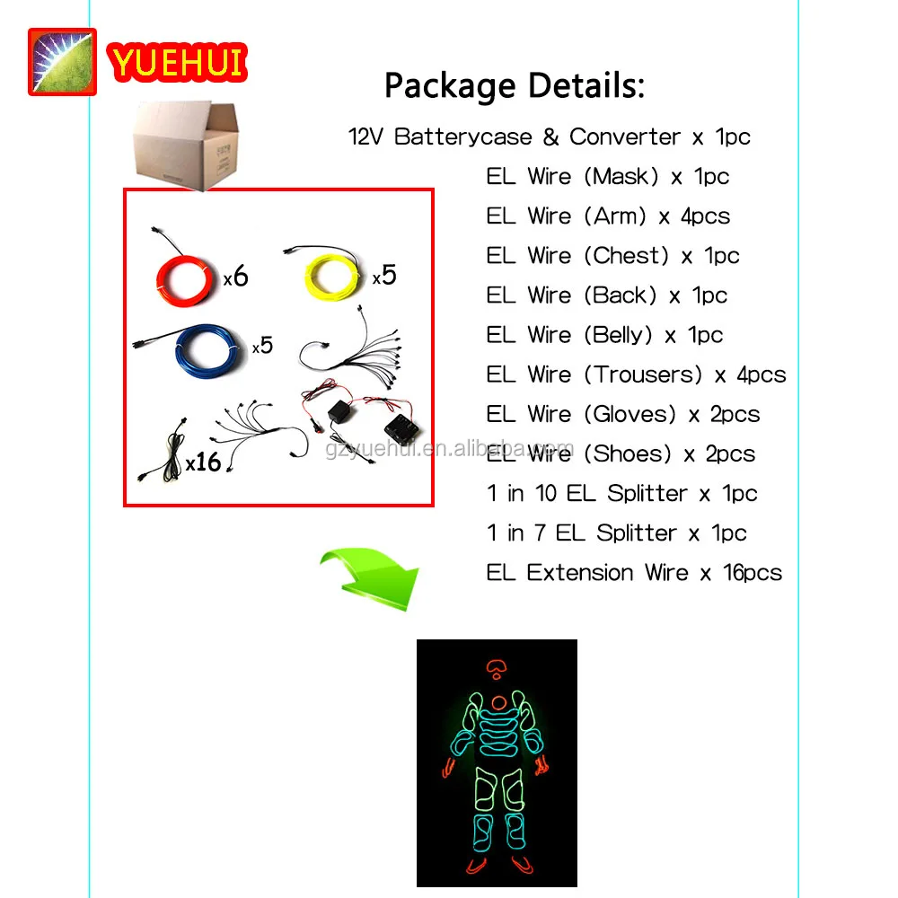 Hot Sales Fashion EL Suits LED Clothes Luminous Costumes Glowing Gloves Shoes Light Clothing Men EL Wire Dancer Clothes