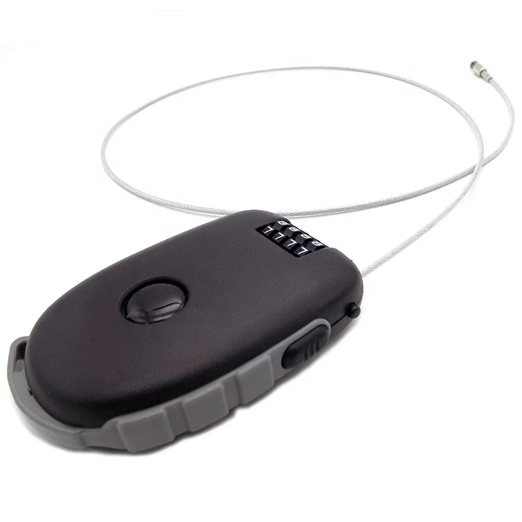 4 цифры черный Жесткий безопасности Roll Back комбинации кабельный замок