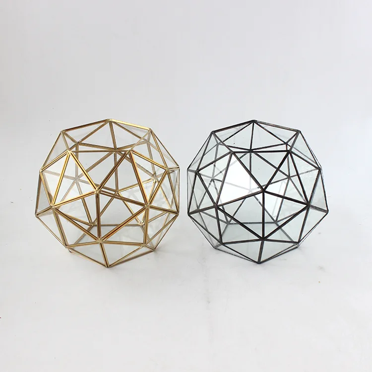 Wholesale plant glass container glass ball Geometric Stained Glass vase Terrarium Round Ball