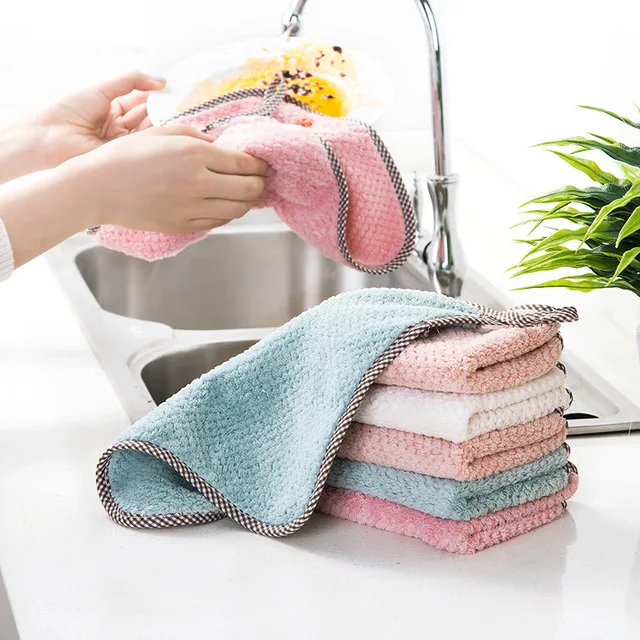 Multipurpose Kitchen Microfiber dish towel plain water absorbent dish cloth