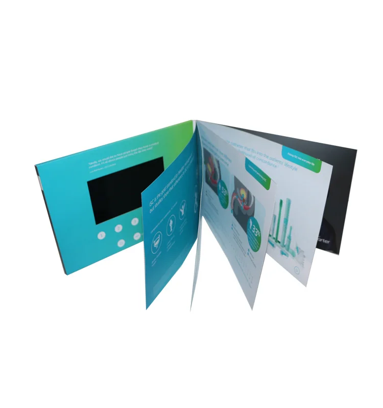 
7 inch promotional blank invitation digital brochure books advertising marketing lcd video screen book 