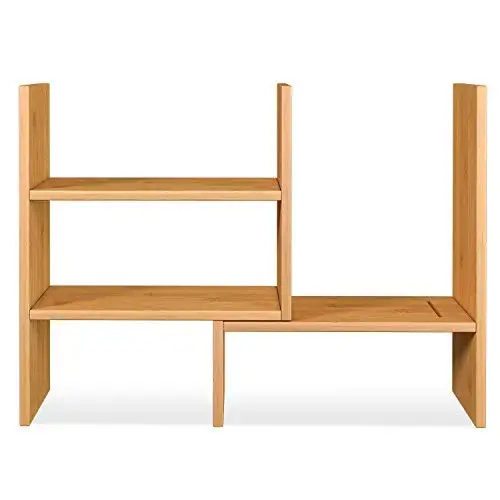 bamboo bookshelf desk storage organizer