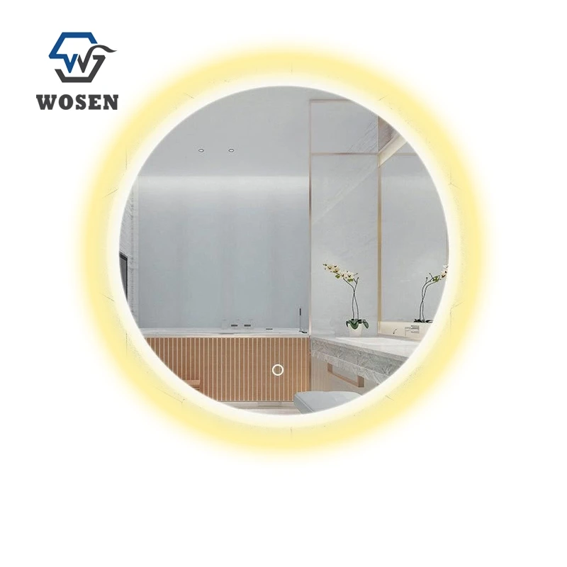  Round frameless led light bathroom mirror with motion sensor