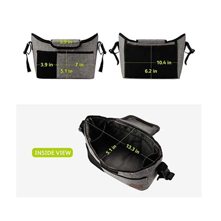 New Arrival Large Capacity Diaper Bag Double Layers Stroller Organizer with 2 Deep Cup Holder