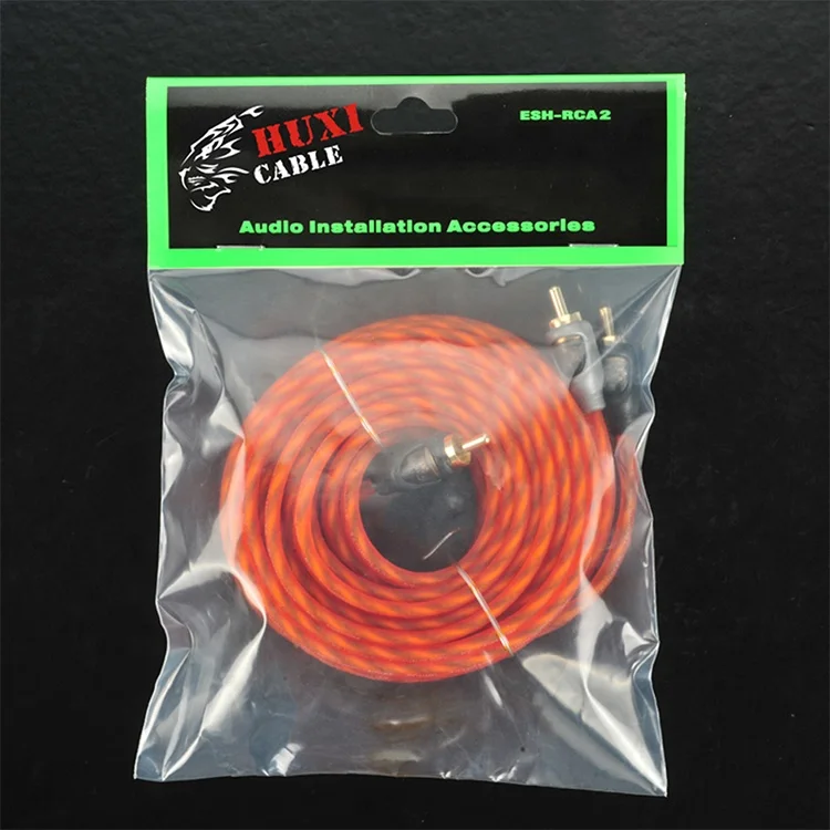 Huxi-cable Solid/Frost/Clear Jacket TinnedOFC/OFC/CCA 2 channel high end rca cable wire for car audio