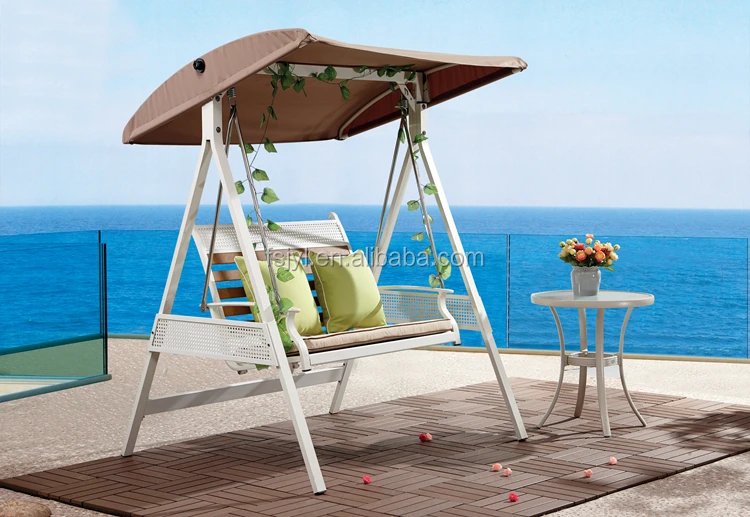 outdoor metal furniture double family swing chair