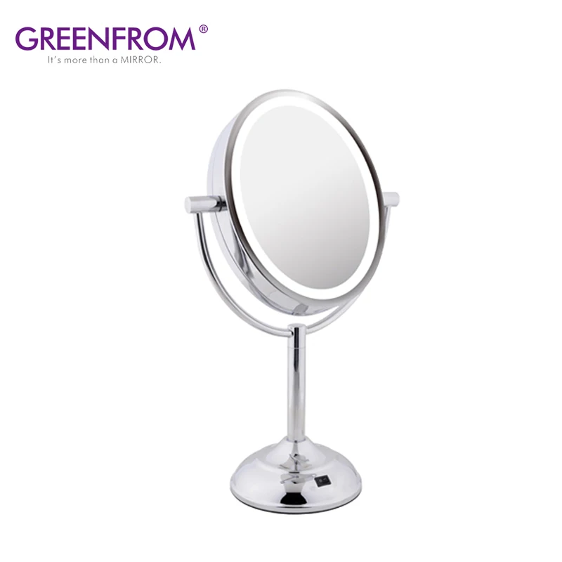 Овальная форма Двусторонняя 5X увеличение подсветкой led зеркало с подсветкой