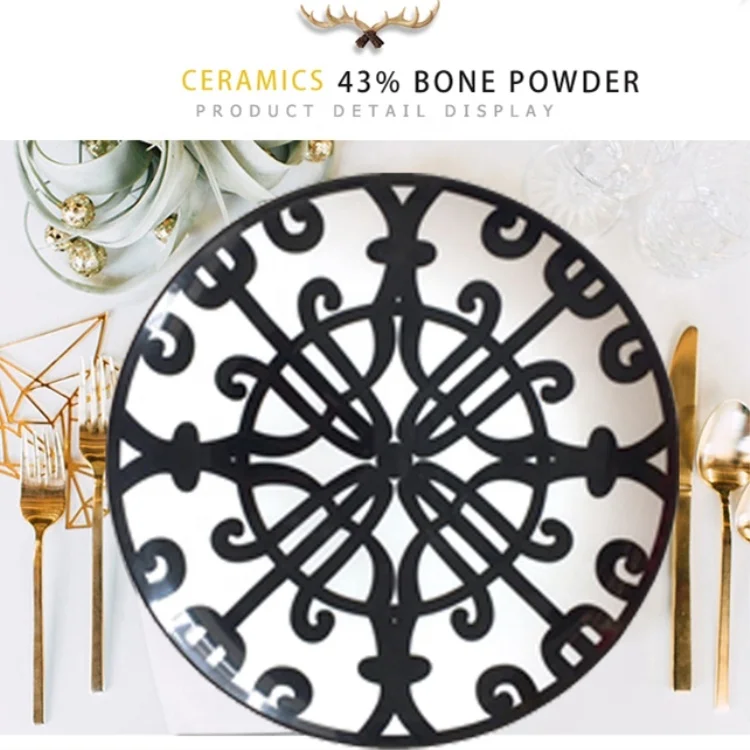 
Unique kitchen dinner plate, black ceramic charger plate wholesale 4 pcs a set 