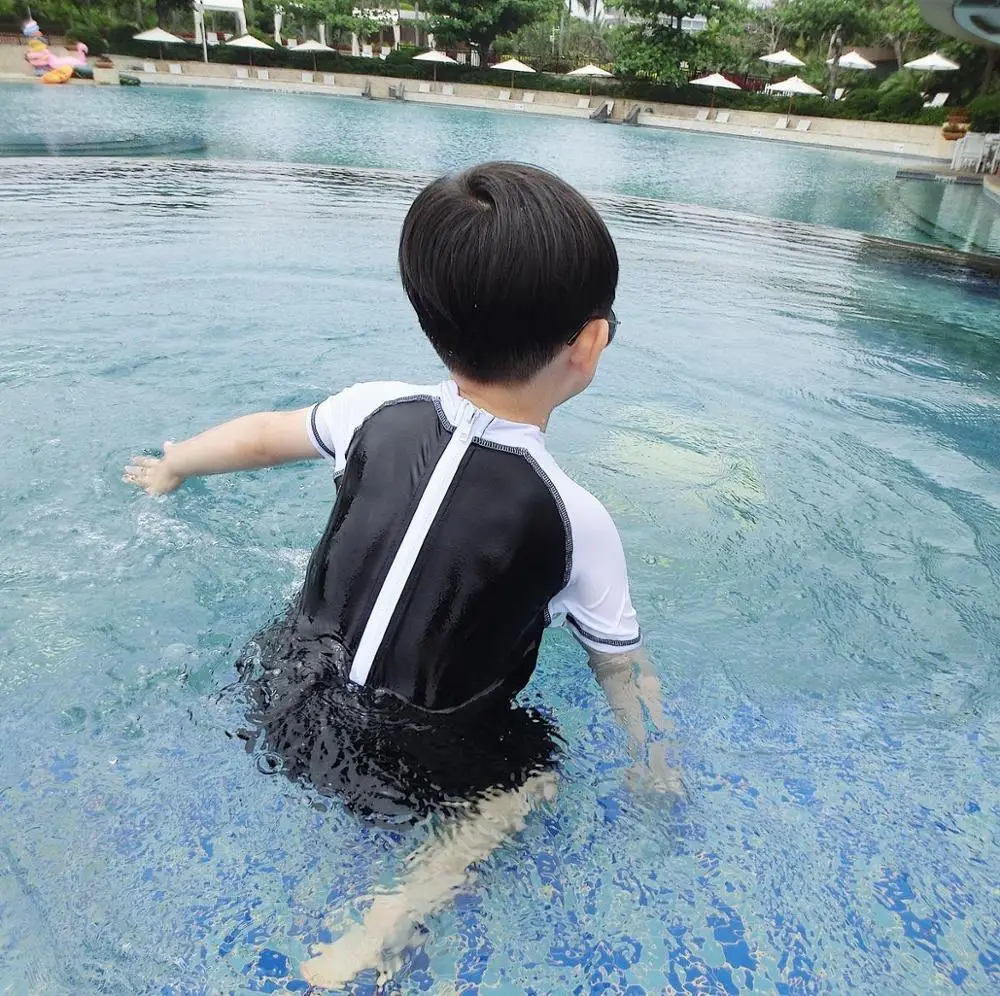 Beach Boys One-Piece Swimwear For Children With Cartoon Character + Cap Boys Swimwear Kids Swim Trunks Baby Swimming Swimsuit