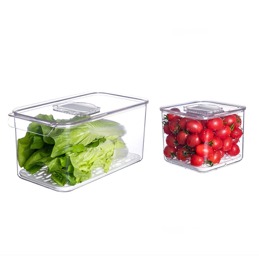 High Quality Clear PET Fresh Fridge Organizer Bins Refrigerator Container