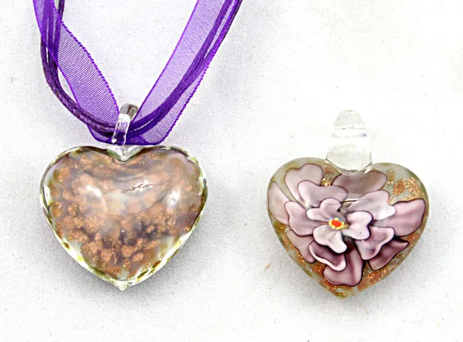 Jewelry  Women Wholesale Jewelry Necklace Flower Heart Shape Glazed Murano Lampwork Glass Pendant