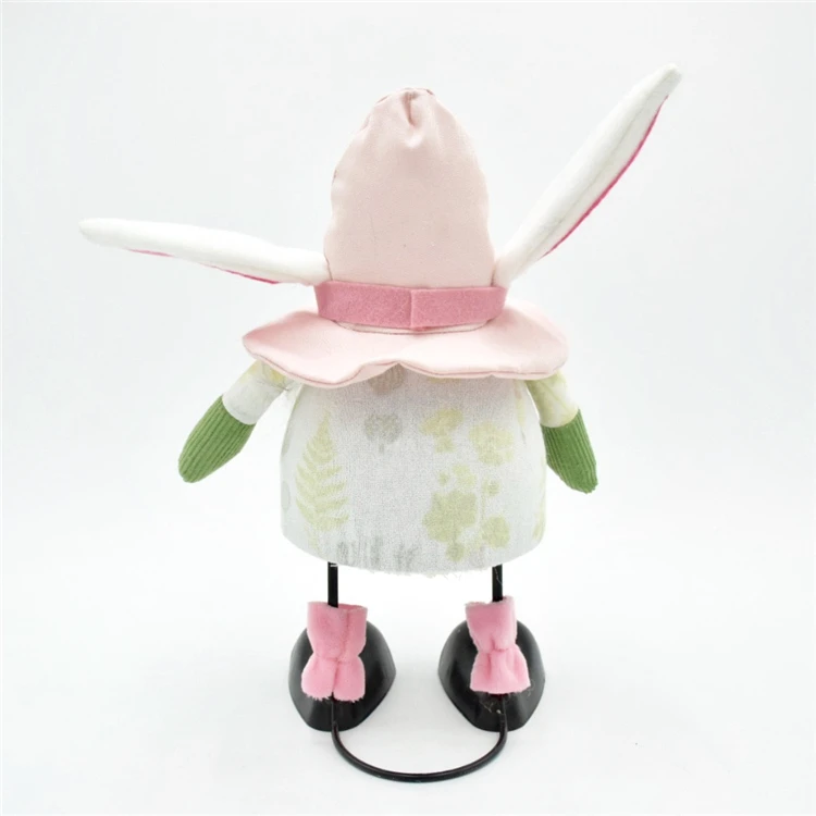 Factory Nordic Tomte Spring Decoration Office Home Desk Decor Pink Easter Gifts Standing Gnomes with Bunny Ears Hat