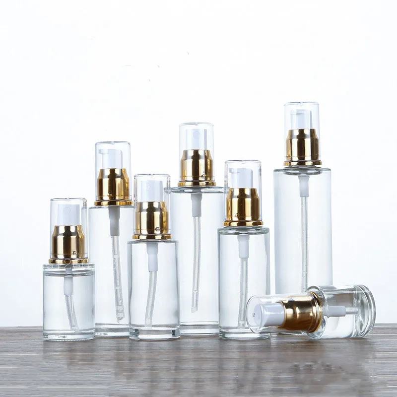 Cosmetic Containers Bottles 20ml 30ml Glass Spray Lotion Pump 40ml Empty Sample Packaging 50ml 60ml Refillable Emulsion Bottle