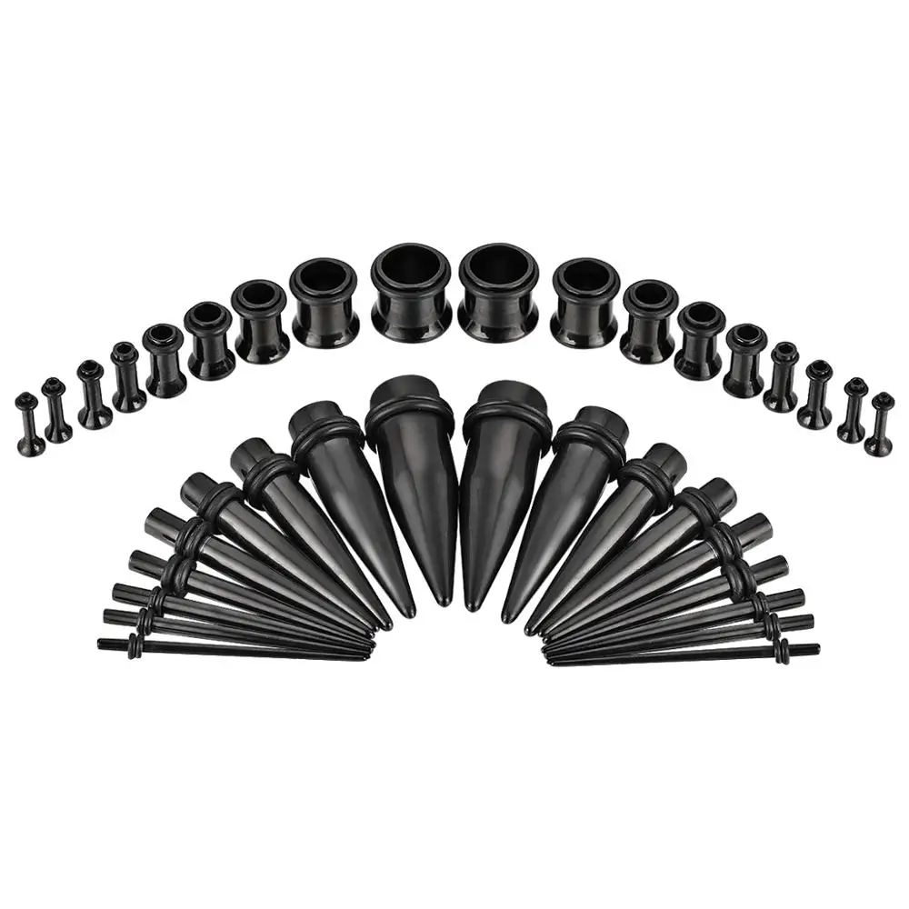 14G-00G 36 Pcs Gauges Kit Ear Stretching Surgical Steel Tunnel Plugs Tapers Piecing Set