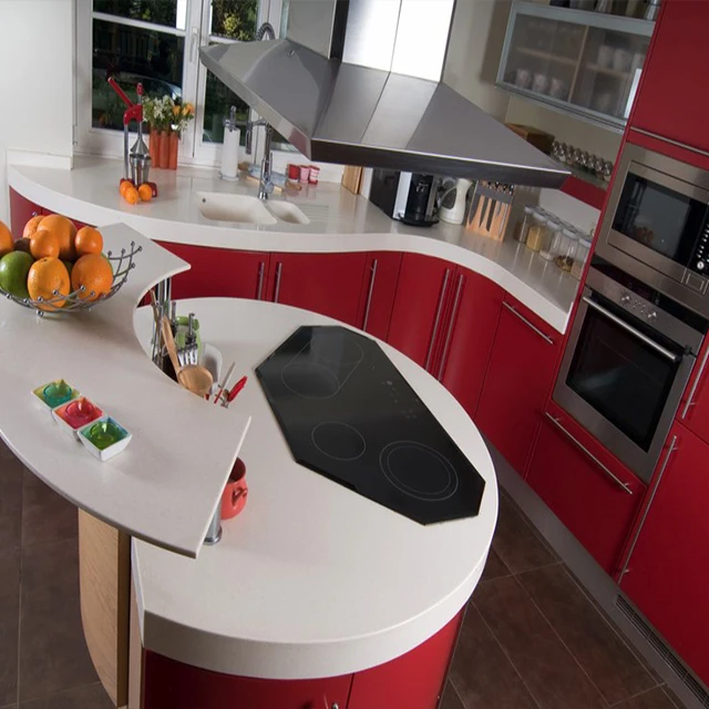HangZhou Vermonhouzz Modern Kitchen Design Ideas High Gloss Lacquer Red Kitchen Cabinet