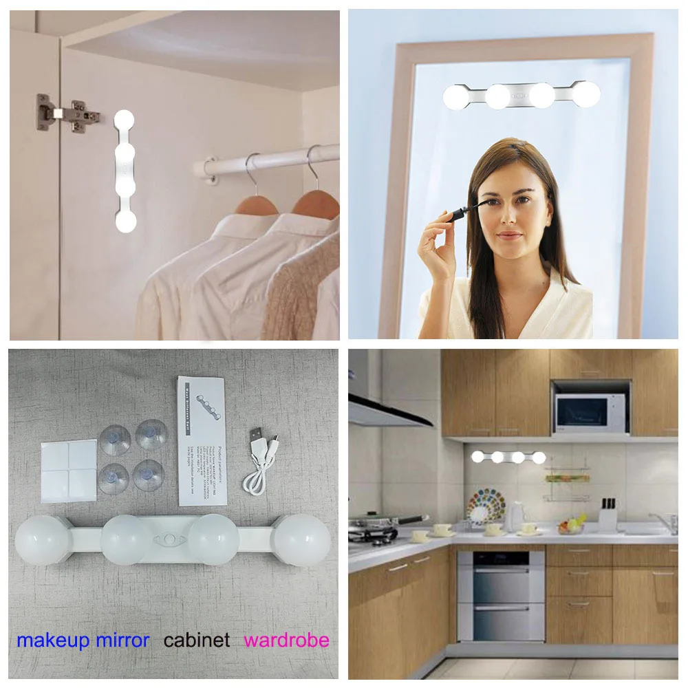 LED Mirror Light, Portable Vanity Lights Simulated Daylight 4 Brightness Level Touch Control Rechargeable,Cordless Makeup Light