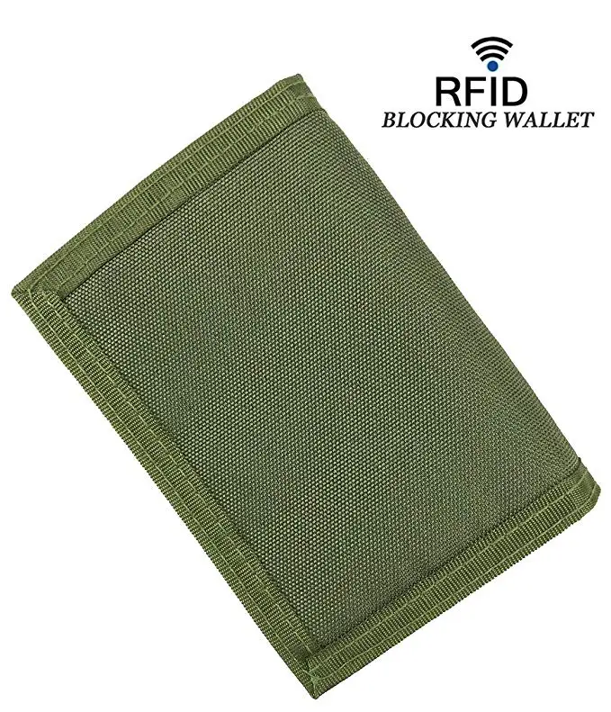New Mens Canvas Trifold Leather Wallets for Boys Purse with id window