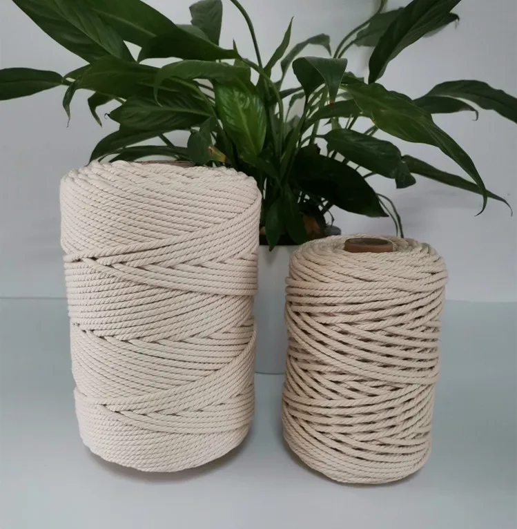 4mm Macrame Cotton Cord, 4 Ply Twisted Macrame Yarn, Natural Cotton Cord Perfect Macrame Supplies