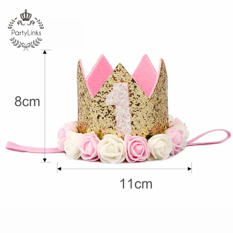 Happy First Birthday Party Hats Decor Cap One Birthday Hat Princess Crown 1st 2nd 3th Year Old Number Baby Kids Hair Accessory