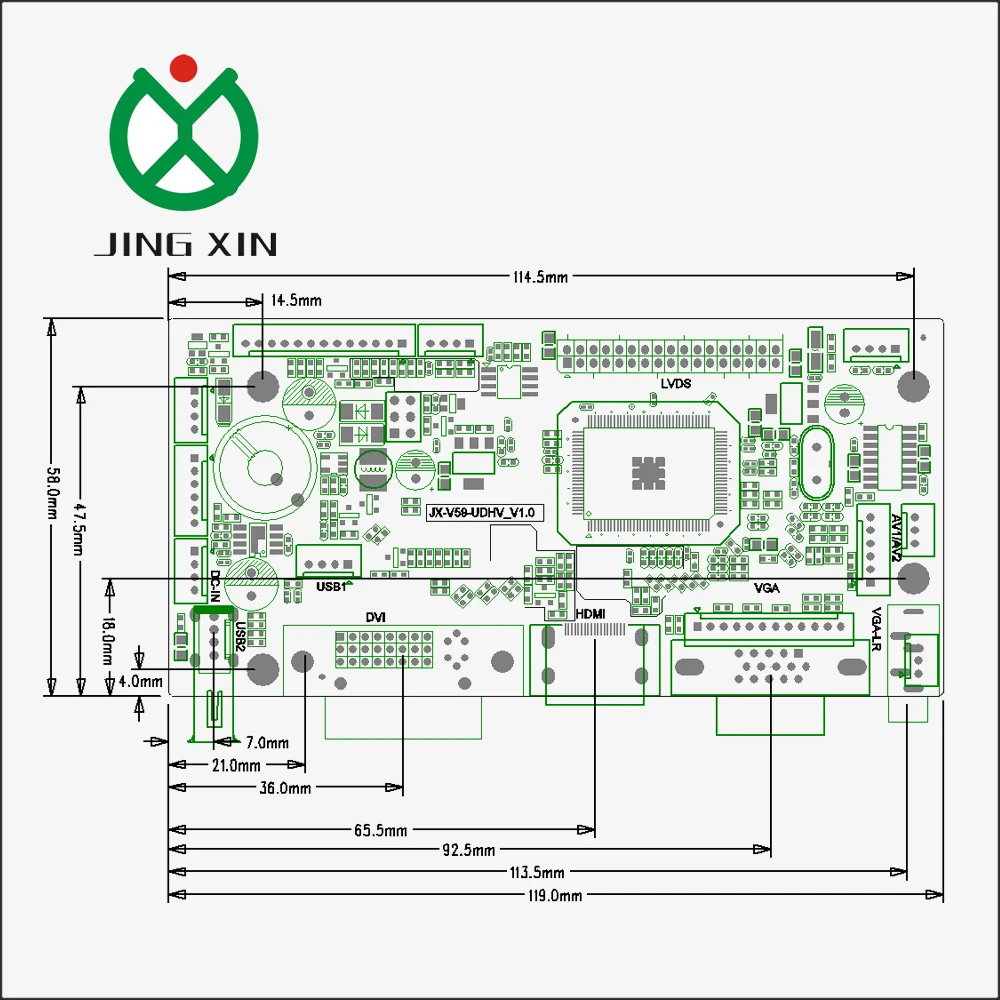 JX- HDMI+DVI+AV+VGA +Audio LCD controller board support big size DIY lcd monitor