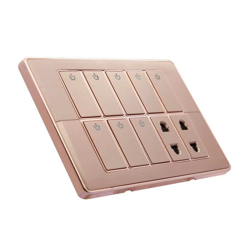 Golden plate 8+2 pakistan type electrical wall switch socket