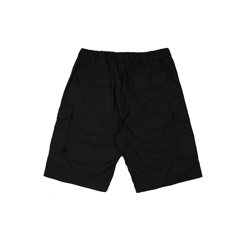 Killwinner solid color 100 polyester overalls men summer casual loose printed ribbon multi pockets cargo shorts