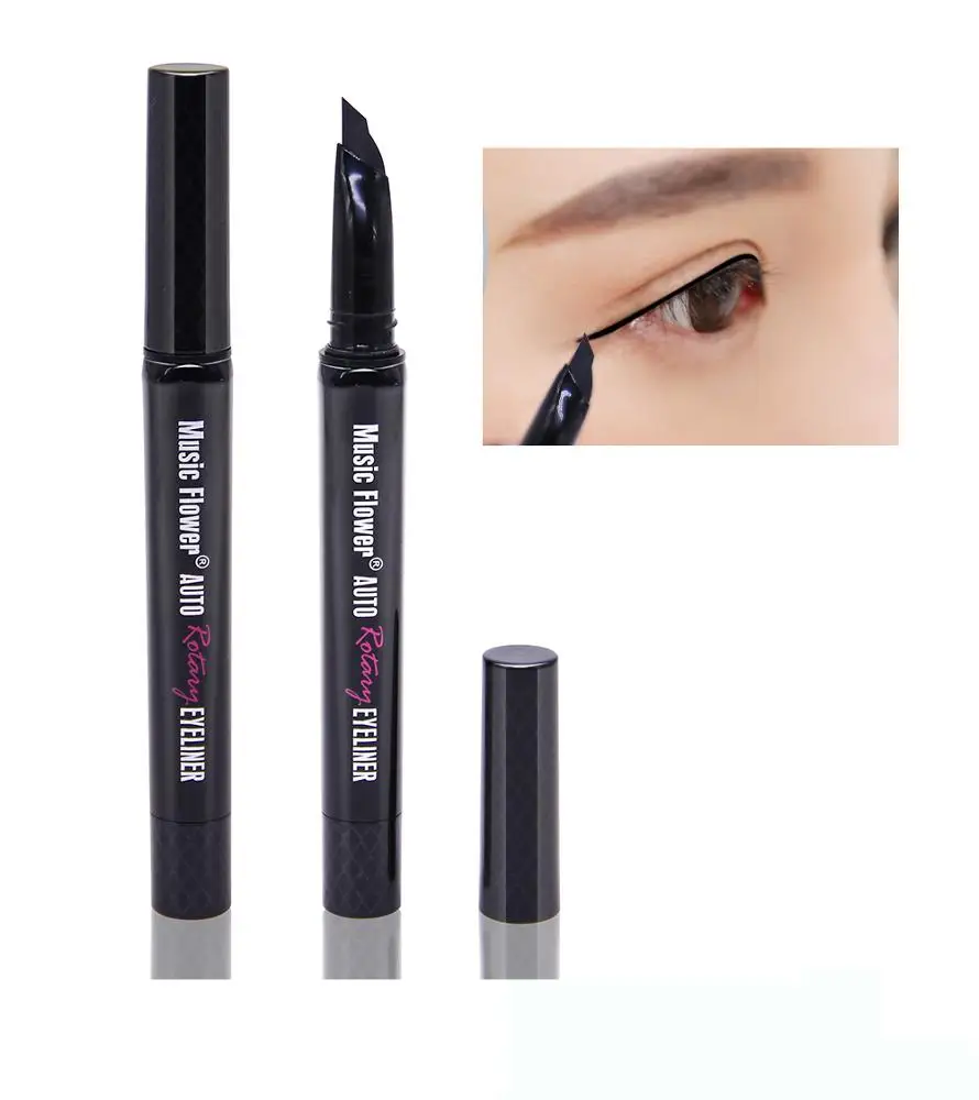 Music Flower High Quality OEM  Black Waterproof Makeup longwearing Smudgeproof Auto Rotating Push up Matte Eyeliner Pencil