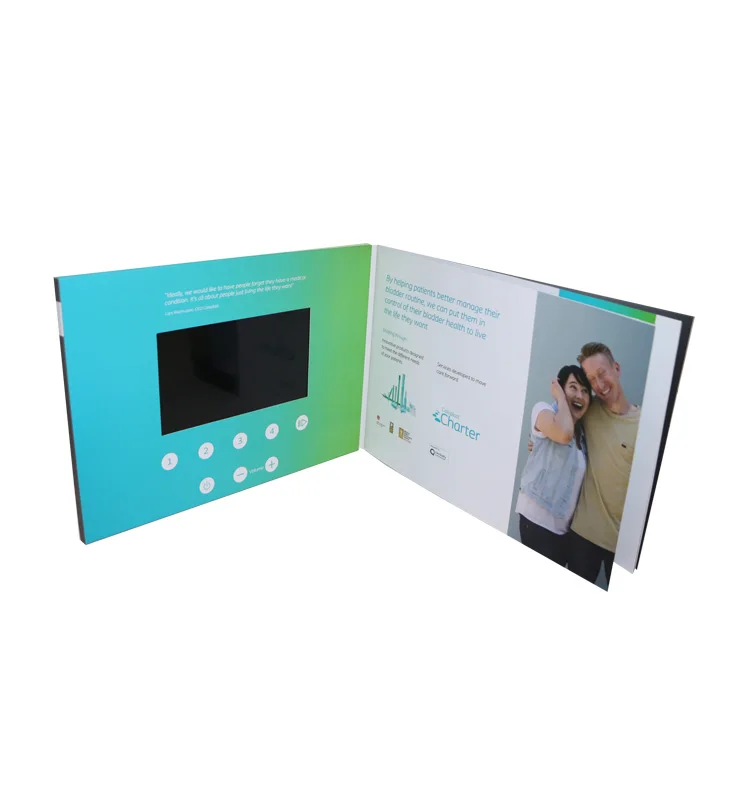 
7 inch promotional blank invitation digital brochure books advertising marketing lcd video screen book 