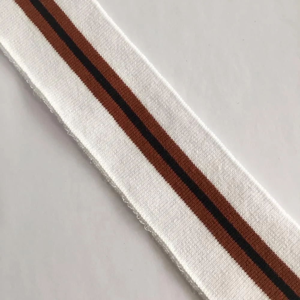 Полосатая хлопковая трикотажная отделка в рубчик